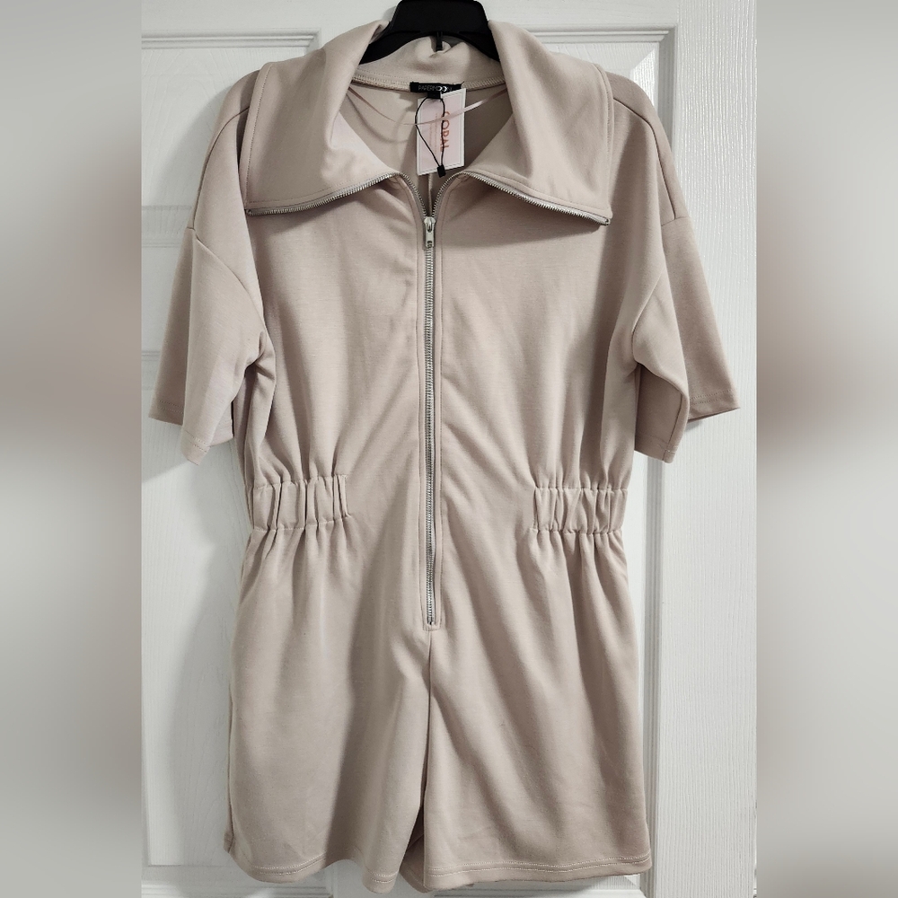 Papermoon Beige Short Sleeve Jumpsuit